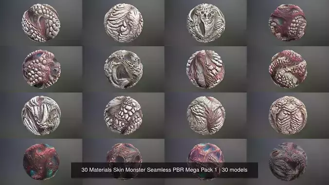 30 Materials Skin Monster Seamless PBR Mega Pack 1