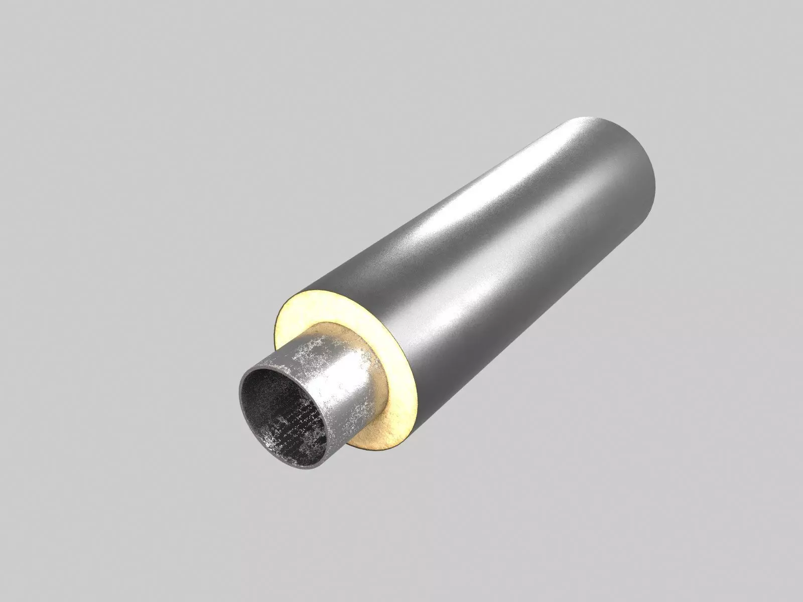 Steel pipes in polyurethane foam insulation PE sheath 3D model_0