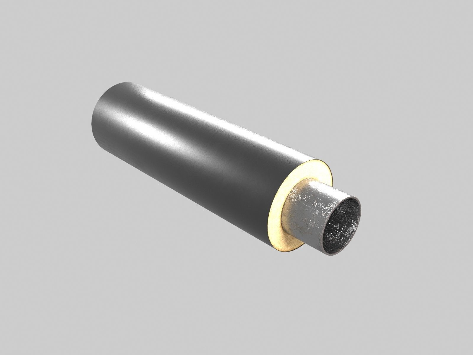 Steel pipes in polyurethane foam insulation PE sheath 3D model_3