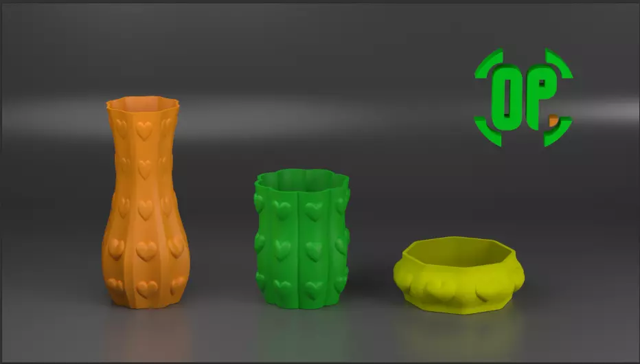 Classic Vase Style model heart tiles style Free 3D print model_0