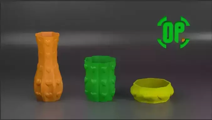 Classic Vase Style model heart tiles style Free 3D print model