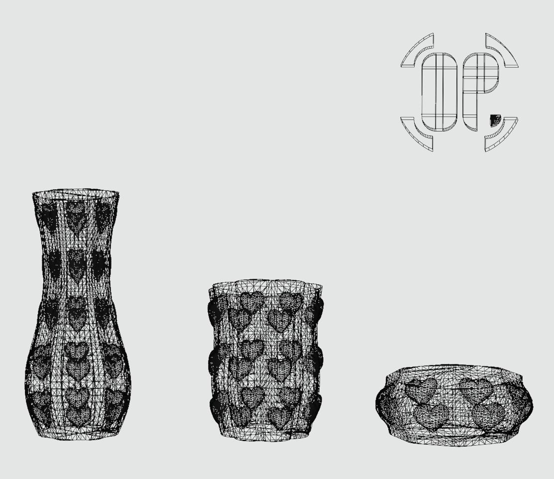 Classic Vase Style model heart tiles style Free 3D print model_5