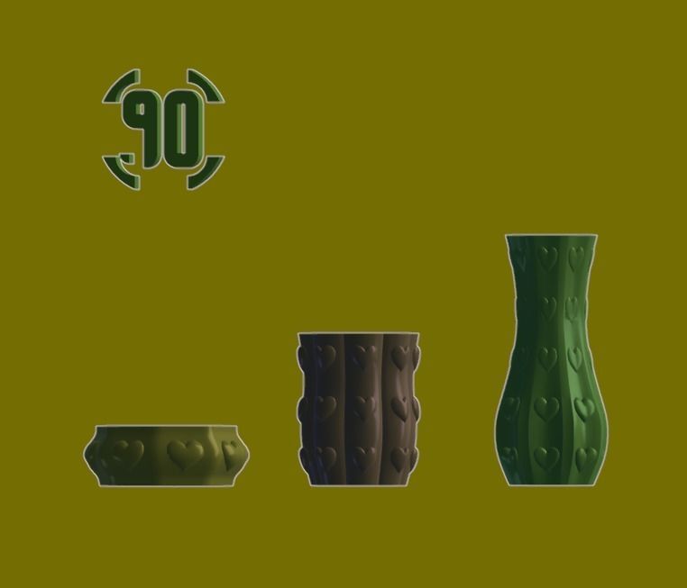 Classic Vase Style model heart tiles style Free 3D print model_4