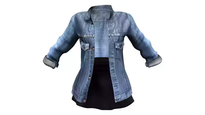 Oversize Denim Jacket With Low Flare Mini Skirt