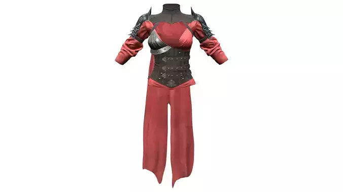 Crimson Black Medieval Fantasy Armour Top Jacket With Cape