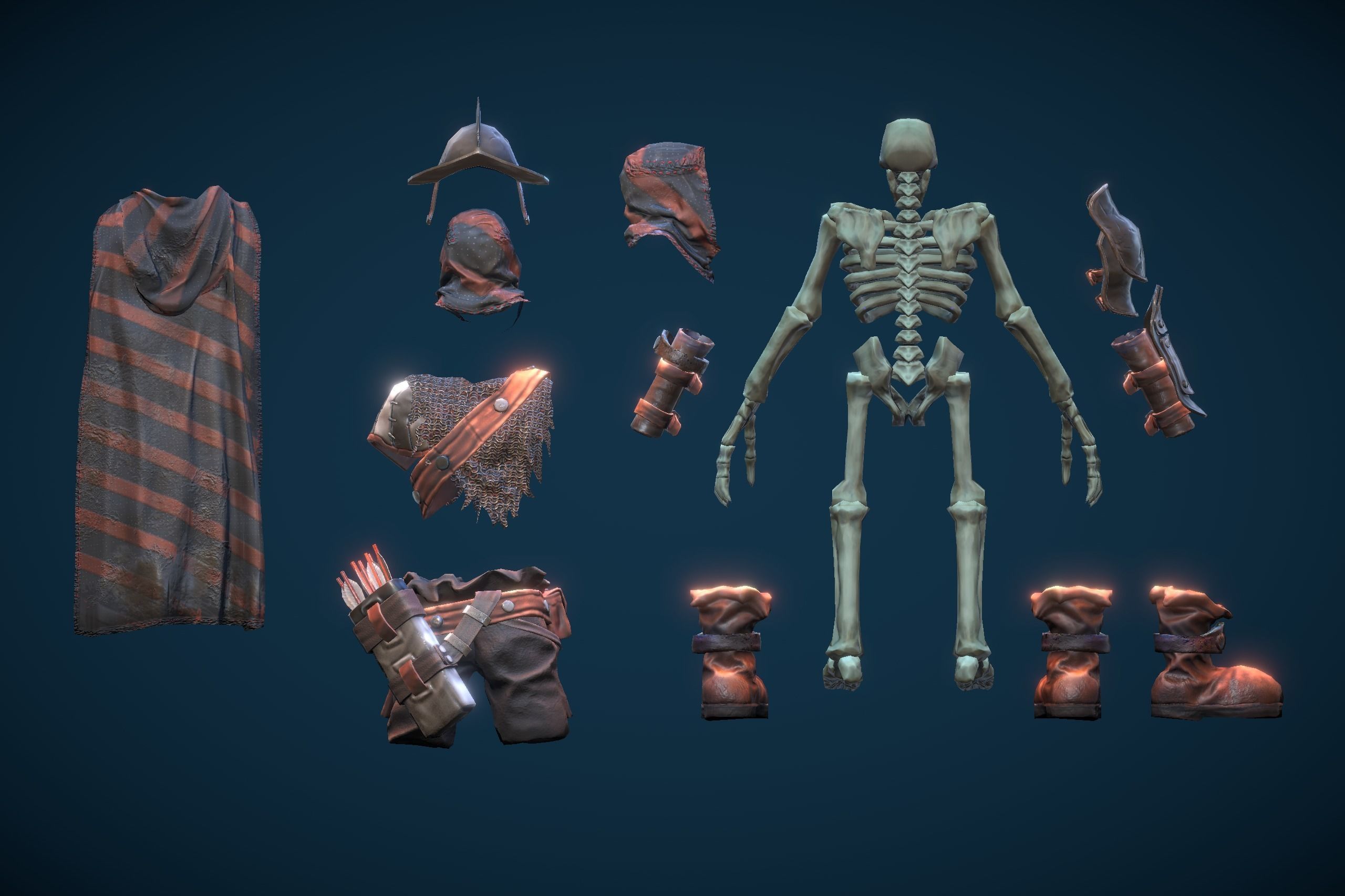 Stylized Skeleton Crossbowman Low-poly 3D model_3