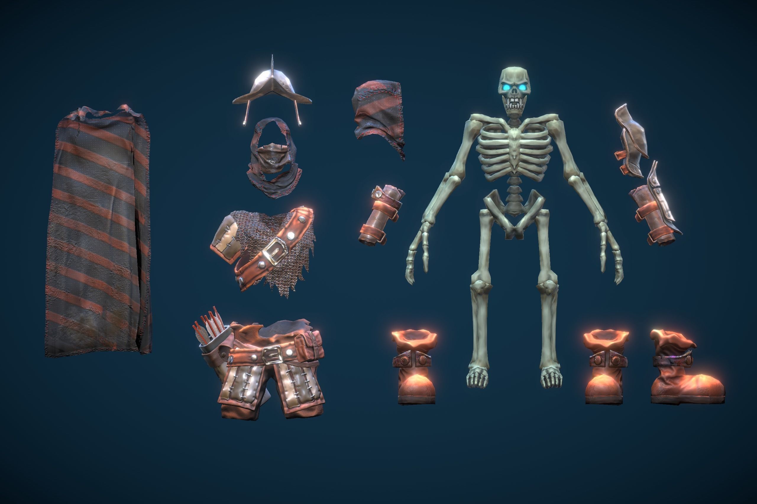 Stylized Skeleton Crossbowman Low-poly 3D model_2
