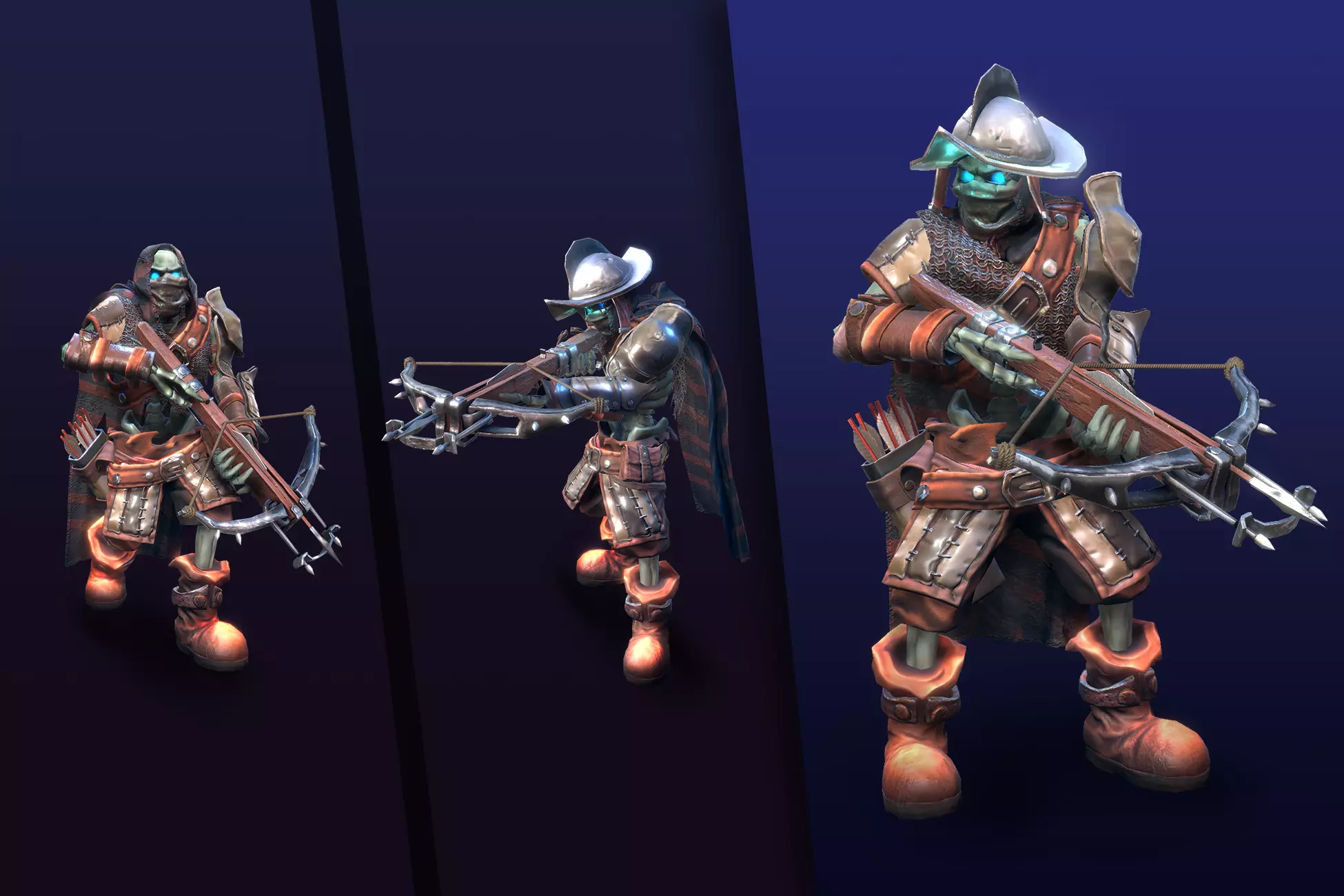 Stylized Skeleton Crossbowman Low-poly 3D model_0