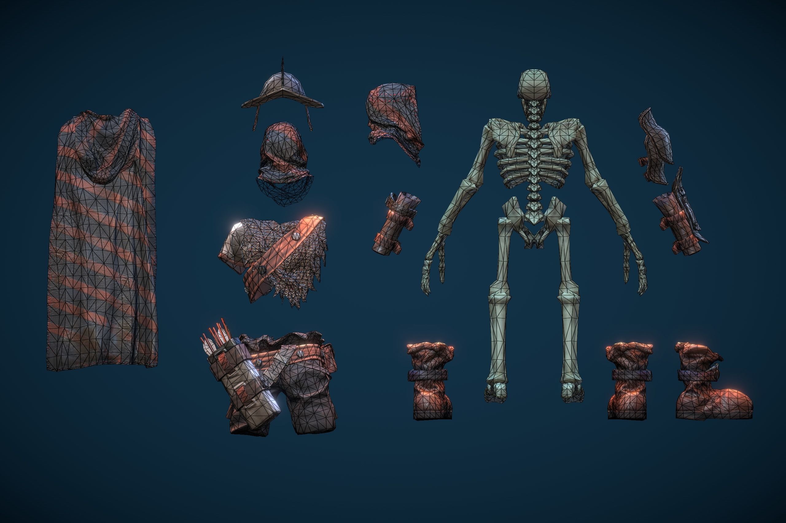 Stylized Skeleton Crossbowman Low-poly 3D model_5