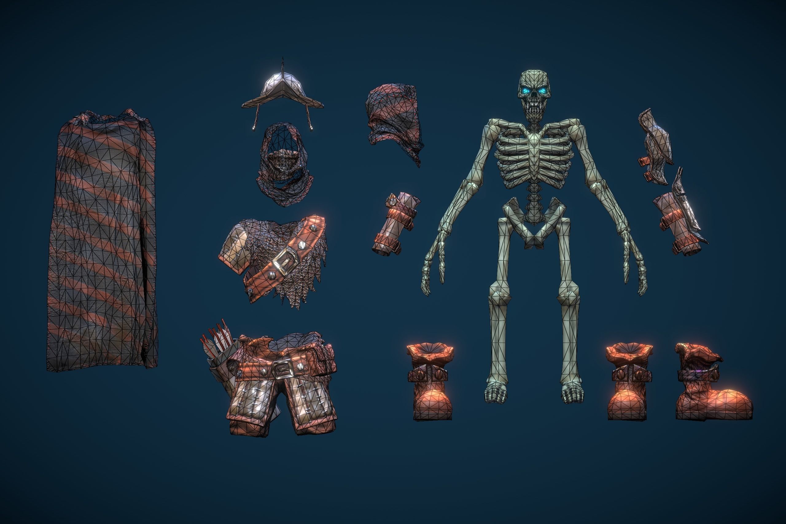 Stylized Skeleton Crossbowman Low-poly 3D model_4