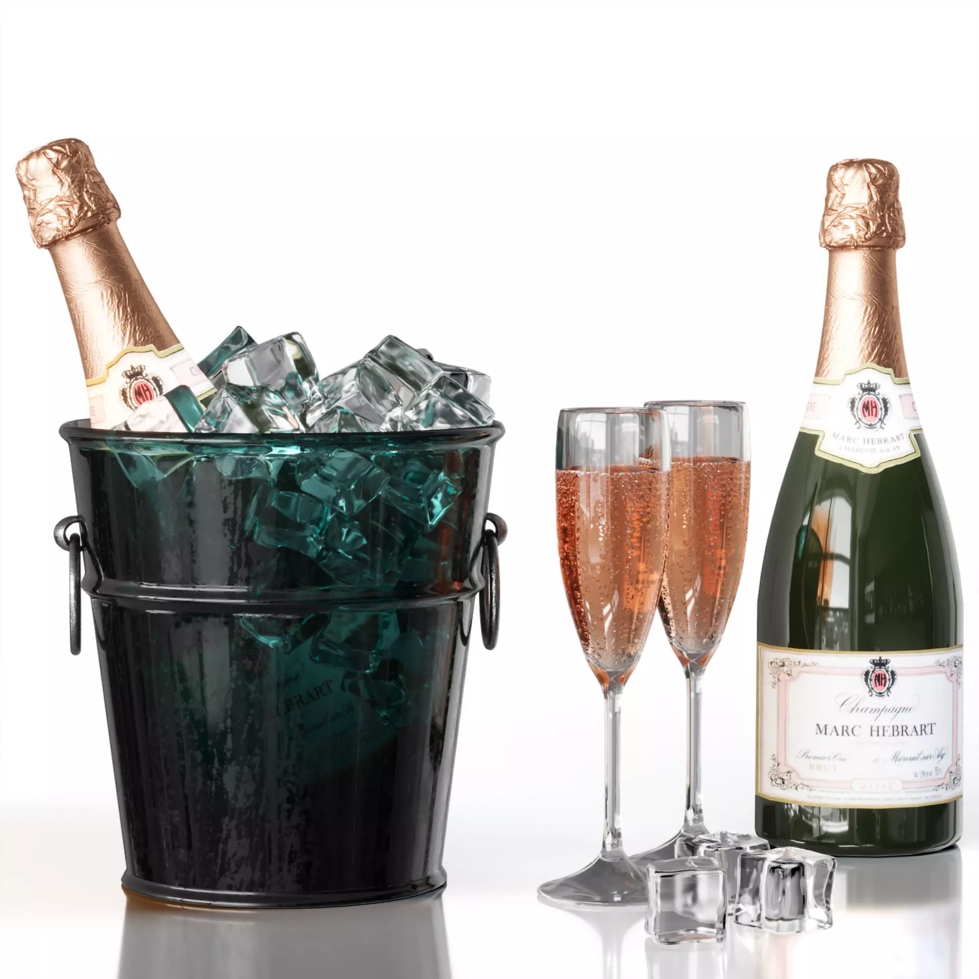Champagne in a bucket with ice 3D model