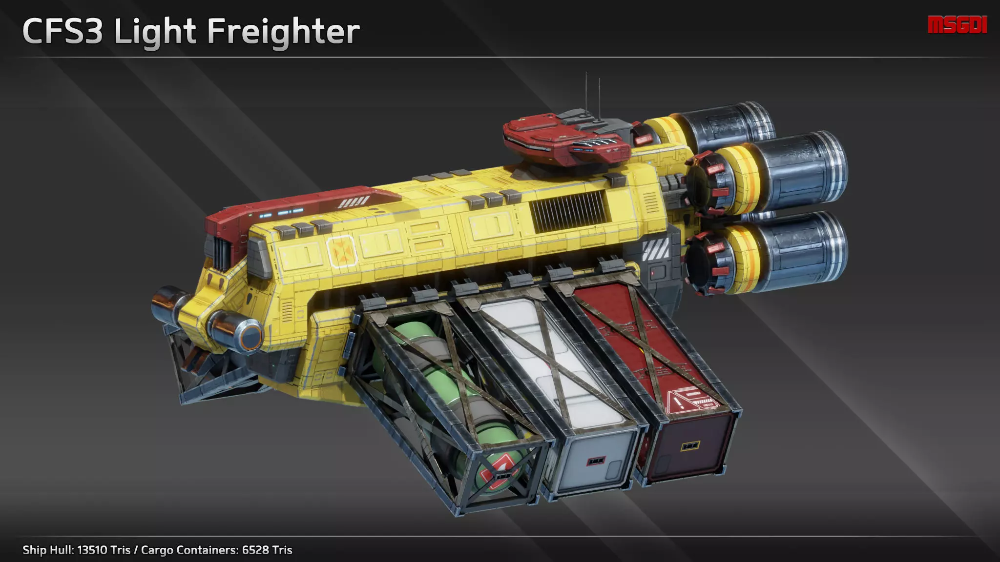 Spaceship CFS3 Light Freighter Low-poly 3D model