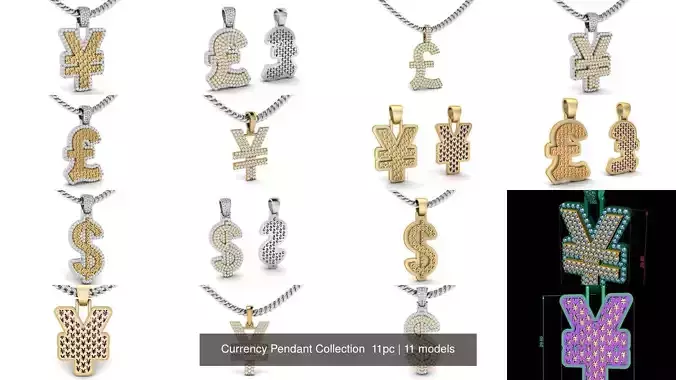 Currency Pendant Collection  11pc