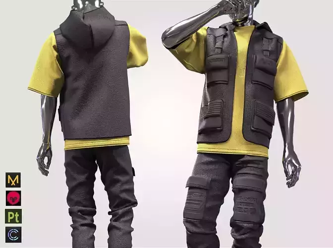 cyberpunk clothes man outfit pants shirt vest jacket