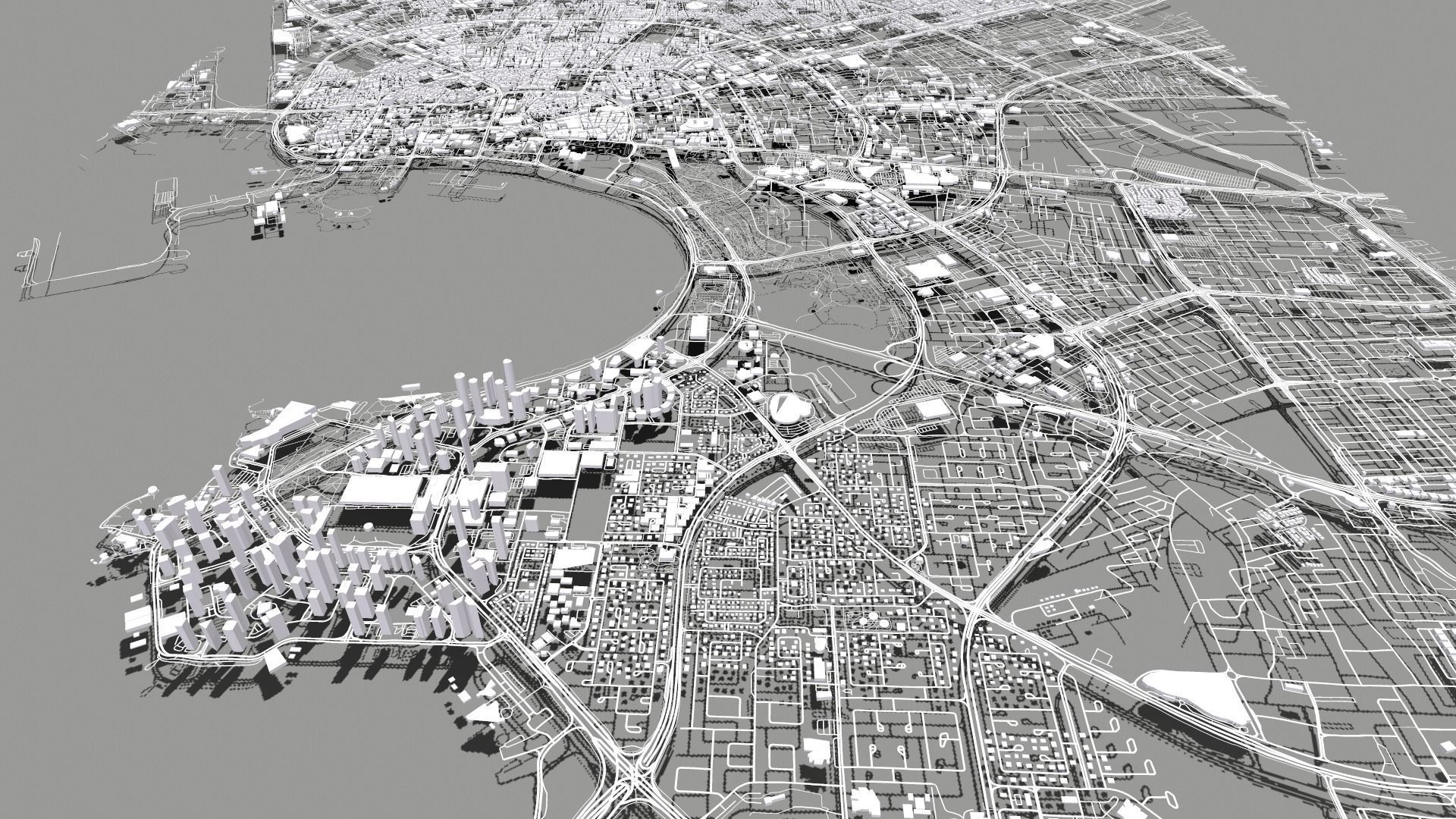Cityscape Doha Qatar 3D model_7