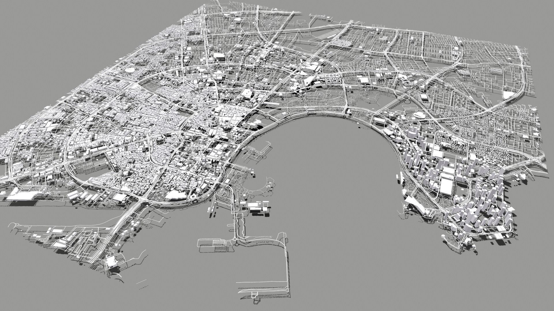 Cityscape Doha Qatar 3D model_5