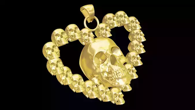 Skull Heart Pendant jewelry Gold