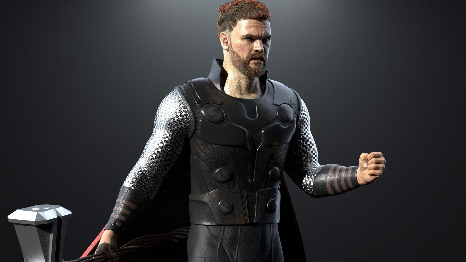 Thor Rigged Low-poly 3D model_11