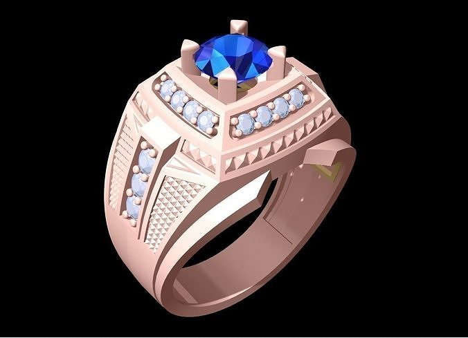 Diamond Rings - Mens Ring - N6190 3D print model