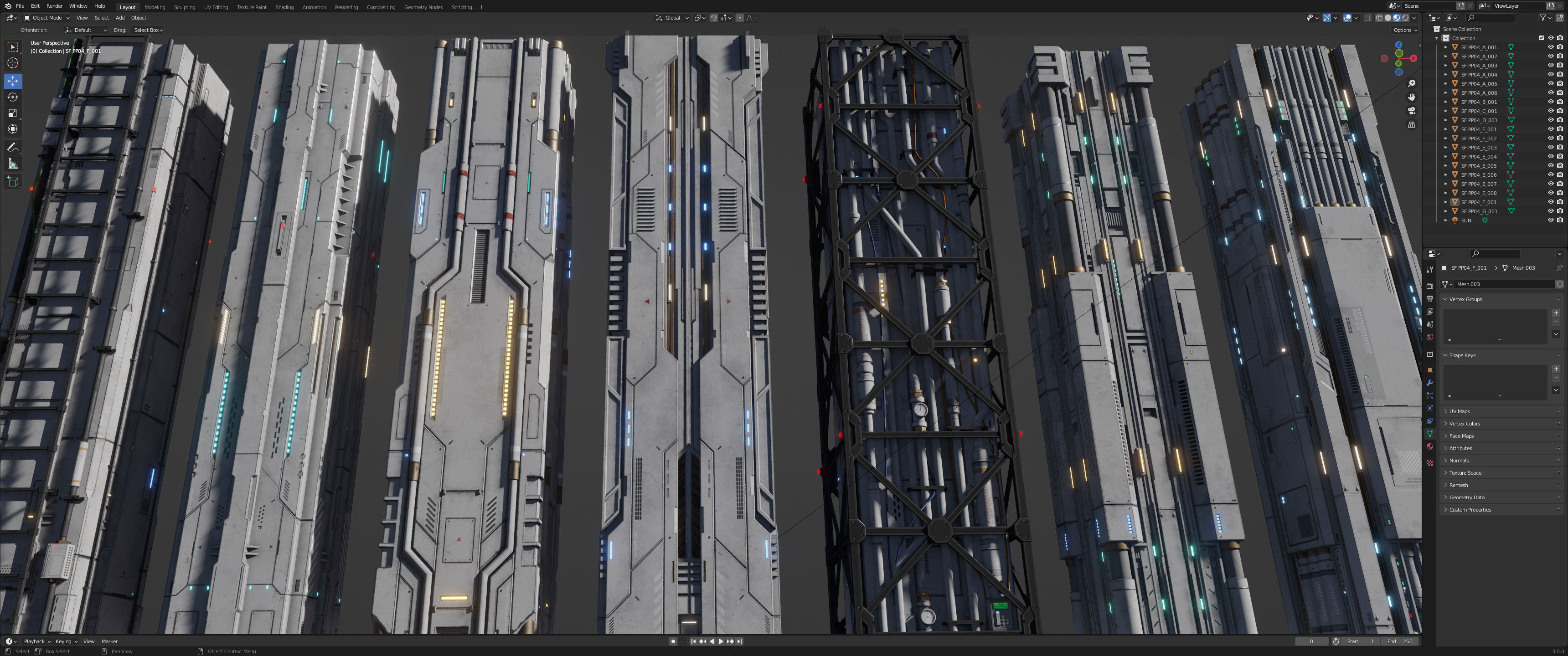 Sci-Fi Parts Kit Pack Vol 04 Column-PBR Low-poly 3D model_15