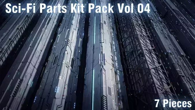 Sci-Fi Parts Kit Pack Vol 04 Column-PBR Low-poly 3D model