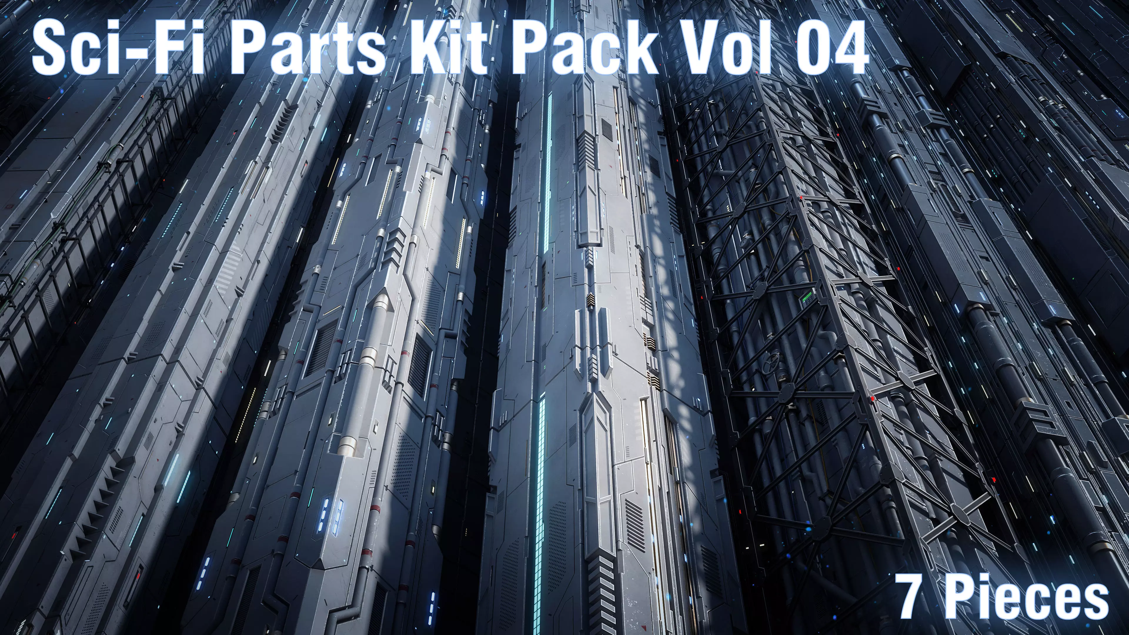 Sci-Fi Parts Kit Pack Vol 04 Column-PBR Low-poly 3D model_0