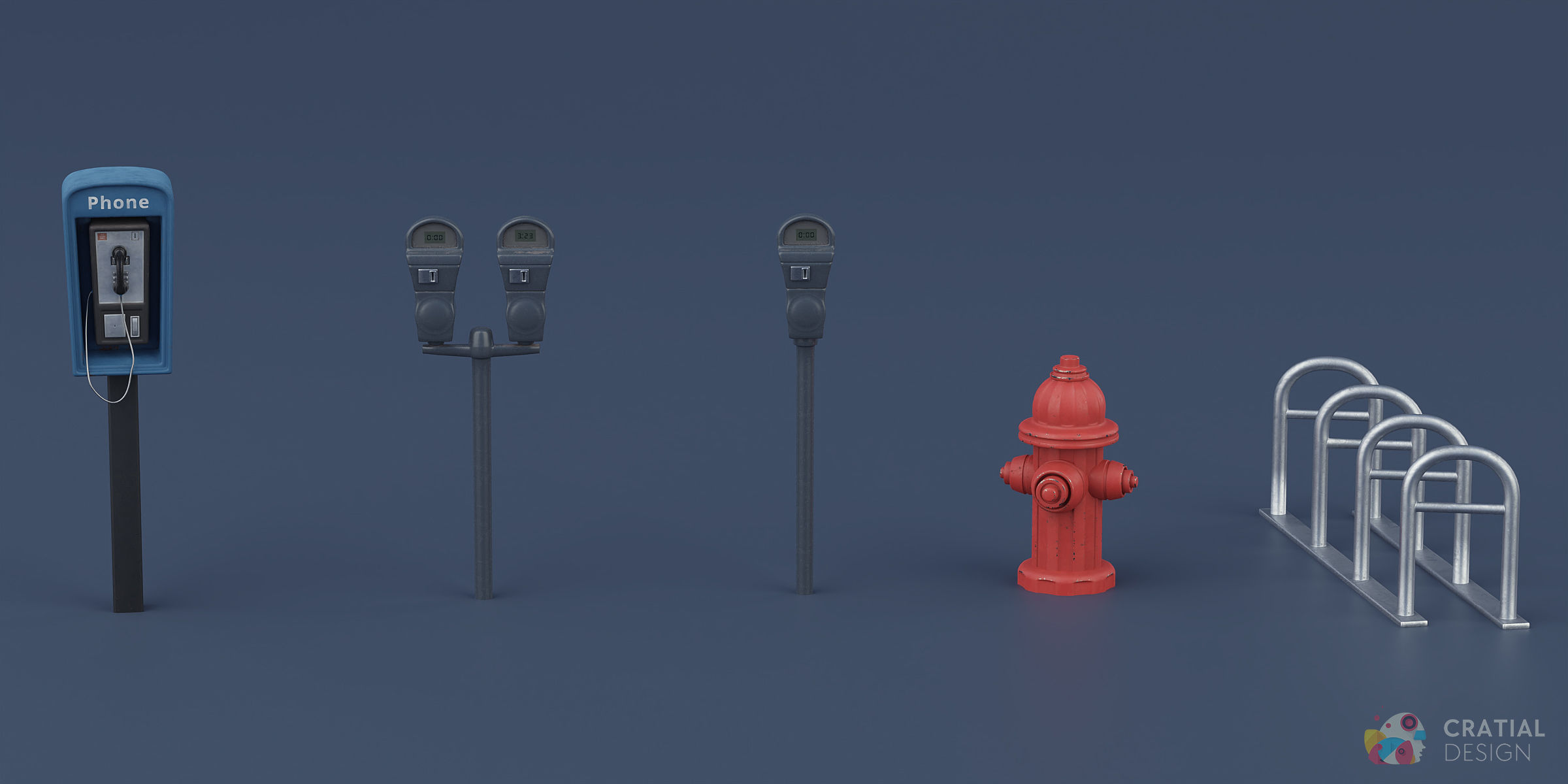 Stylized City Accessories Kit 3D model CGTrader