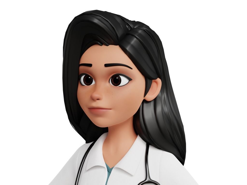 Doctor Cartoon Female Character 3D model_24