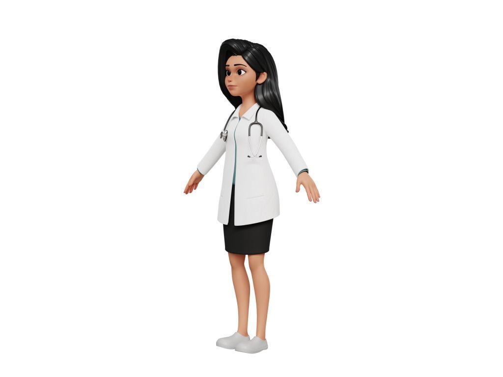 Doctor Cartoon Female Character 3D model_20