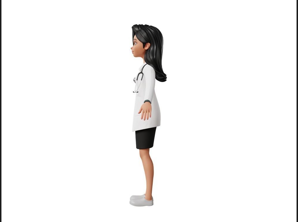 Doctor Cartoon Female Character 3D model_21