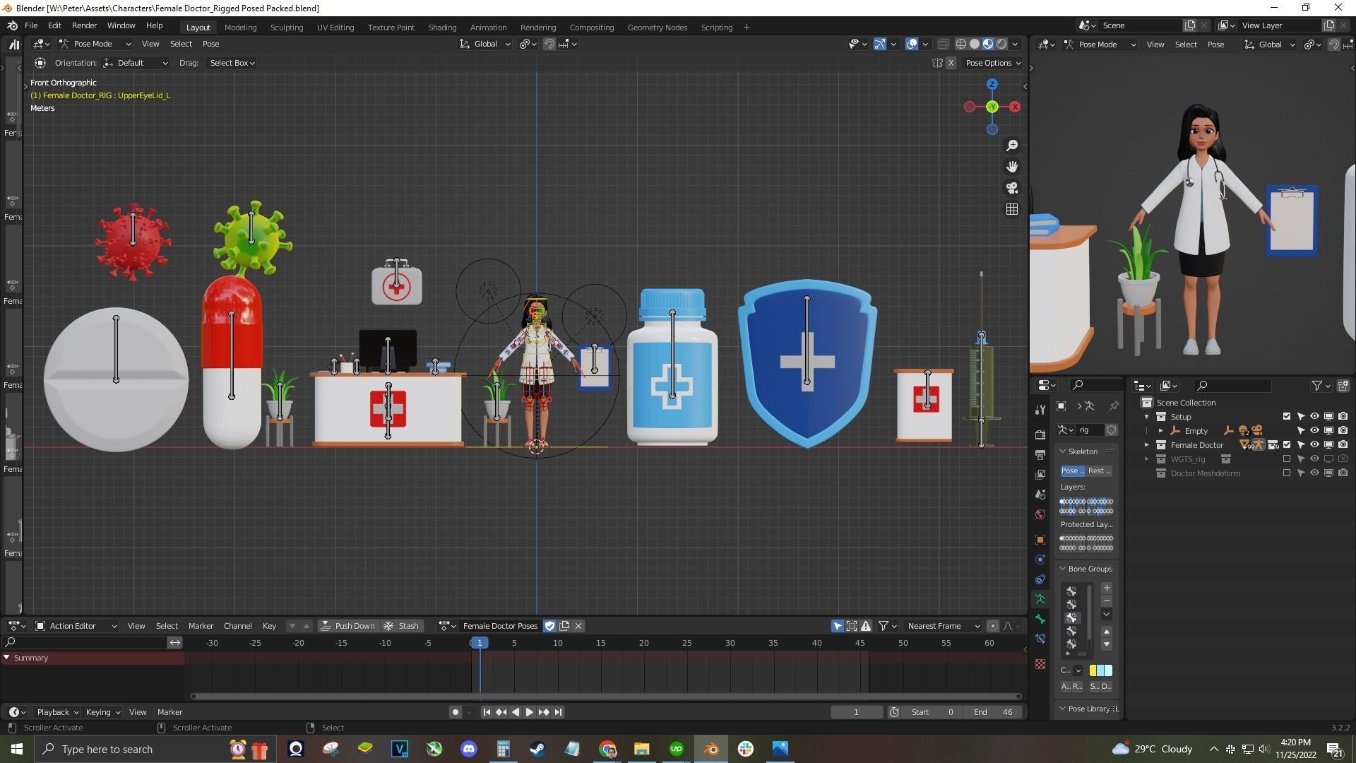 Doctor Cartoon Female Character 3D model_3
