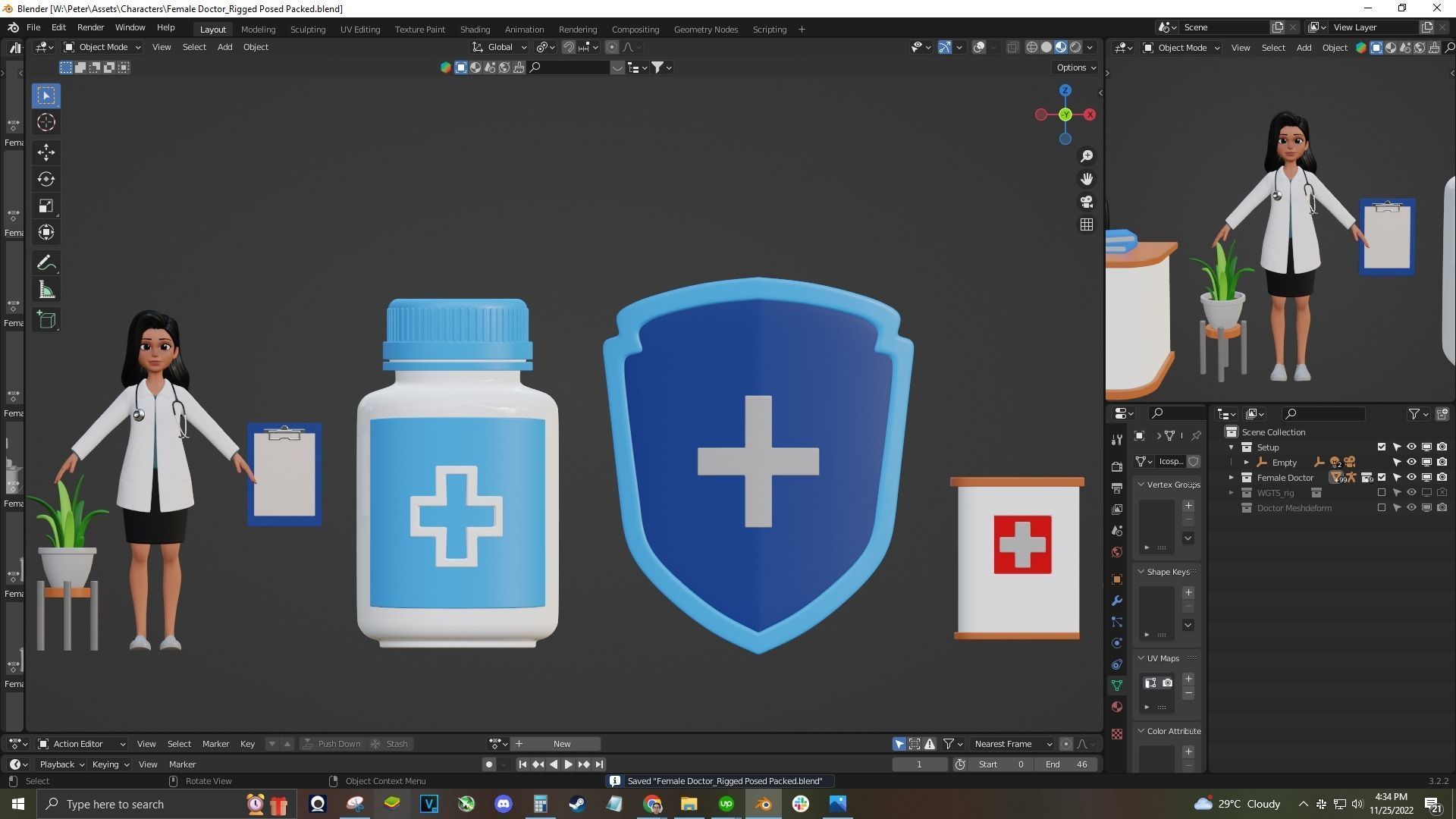 Doctor Cartoon Female Character 3D model_14