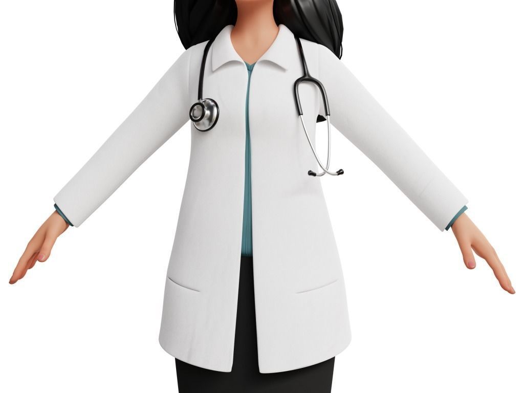 Doctor Cartoon Female Character 3D model_25