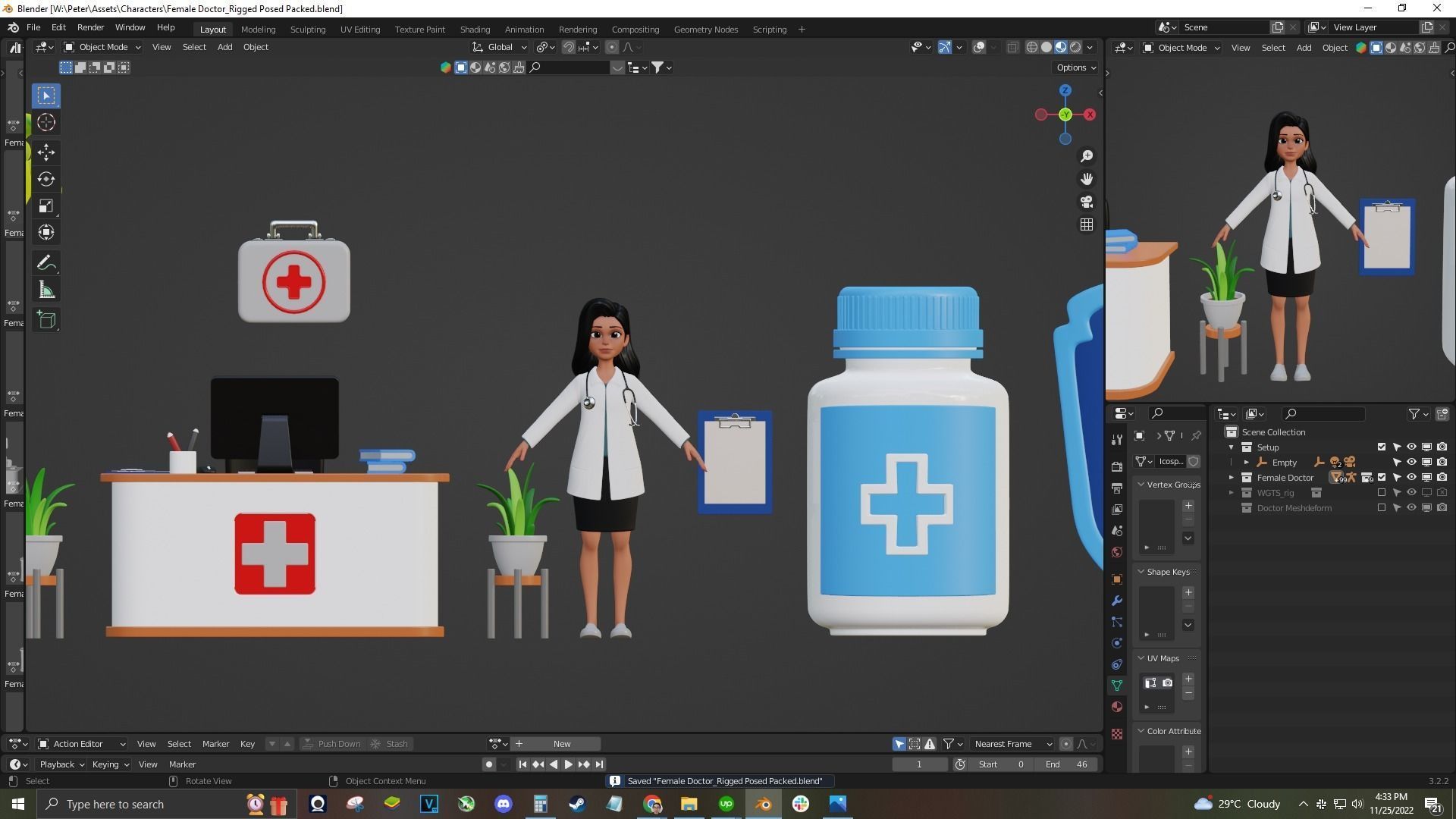 Doctor Cartoon Female Character 3D model_13