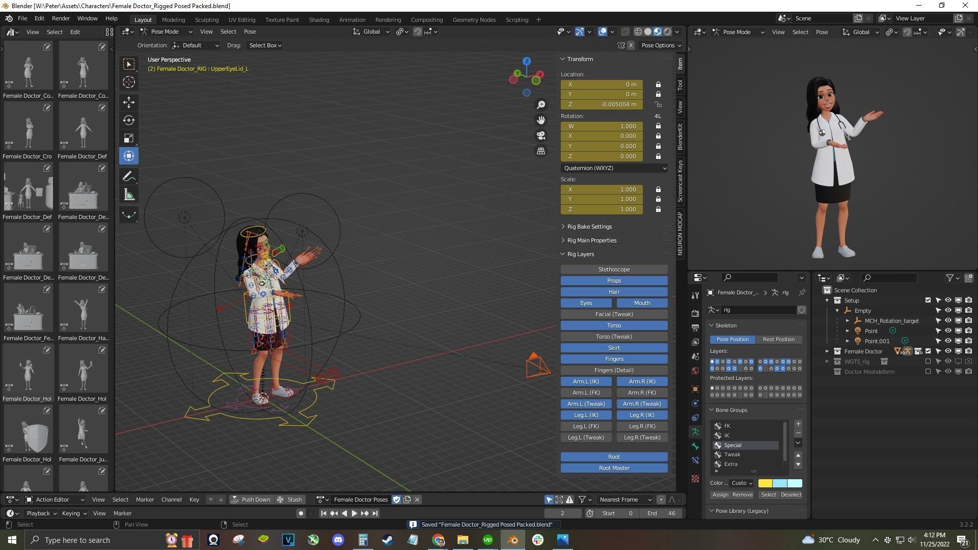 Doctor Cartoon Female Character 3D model_39