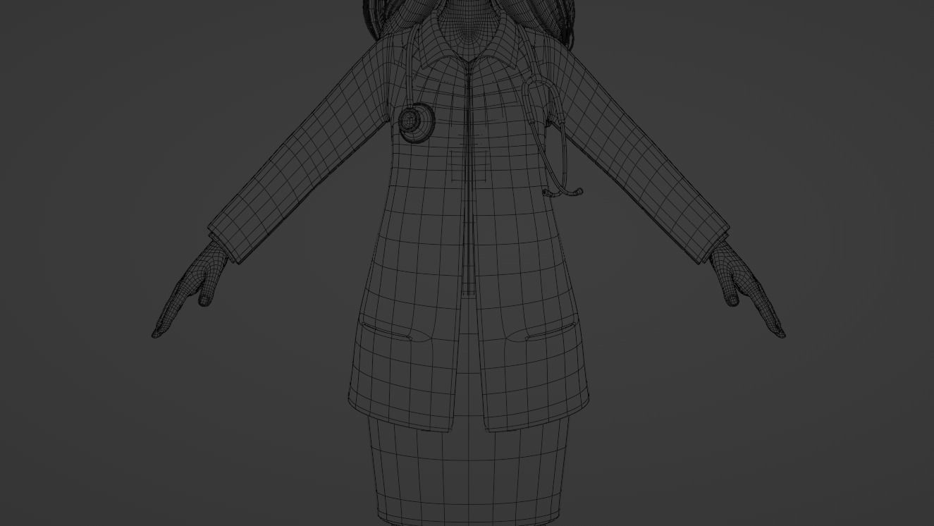 Doctor Cartoon Female Character 3D model_33