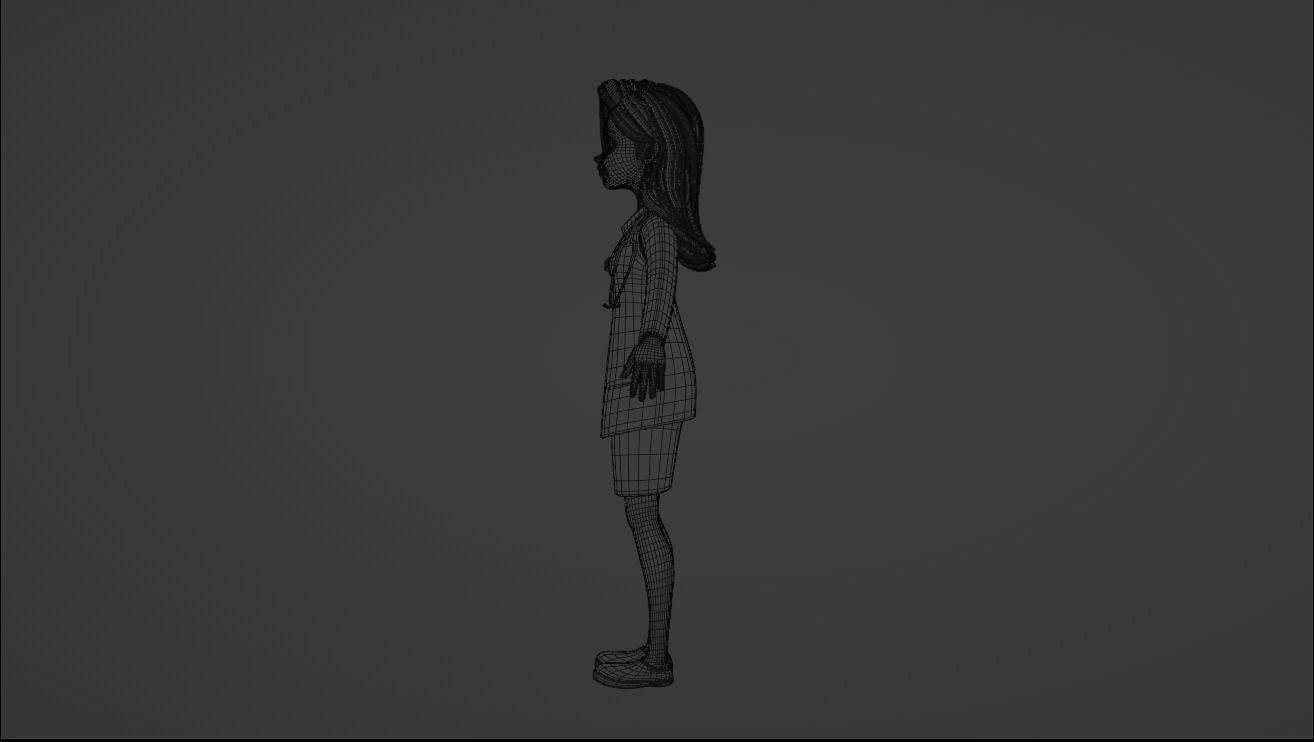 Doctor Cartoon Female Character 3D model_29