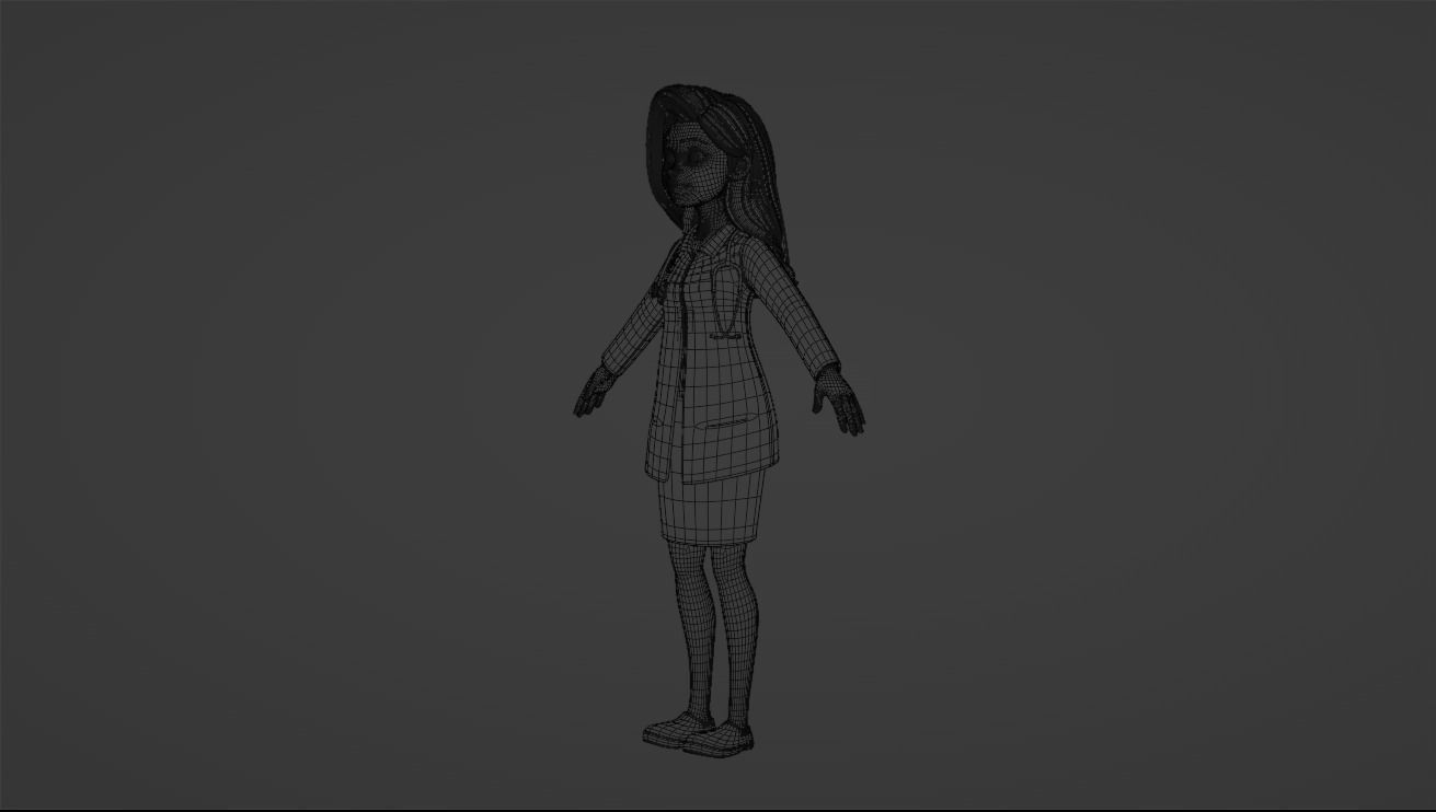 Doctor Cartoon Female Character 3D model_28