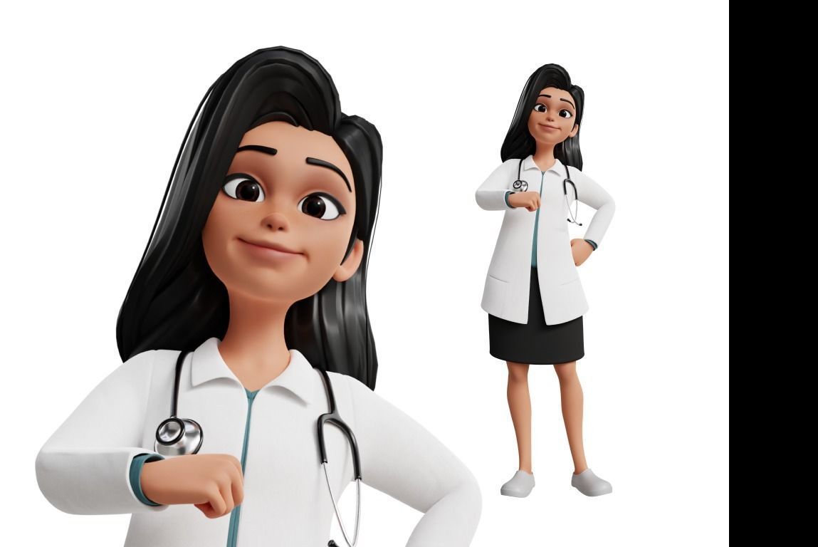 Doctor Cartoon Female Character 3D model_26