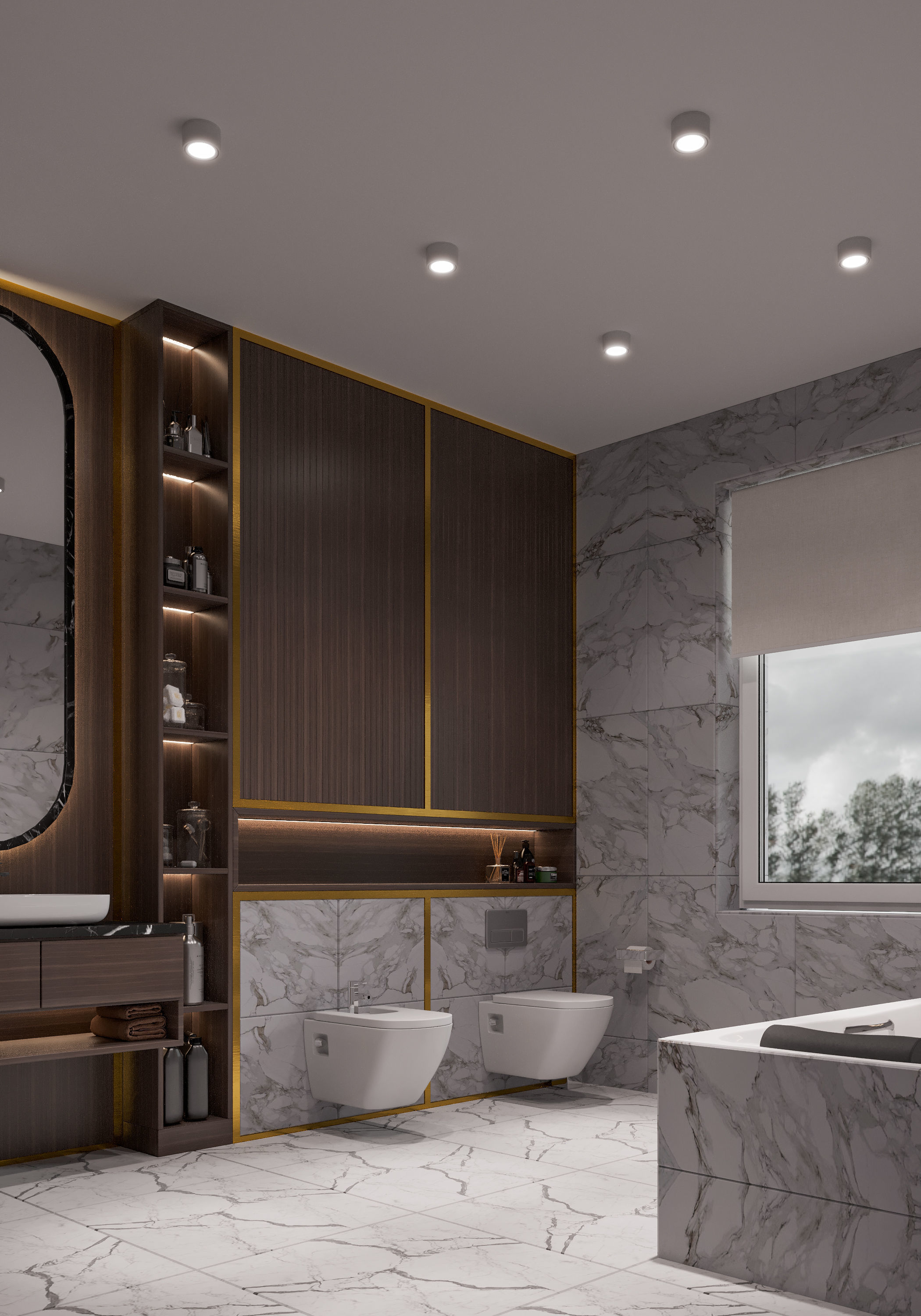 Bahtroom modern bathroom with marble floors and walls free 3D model ...