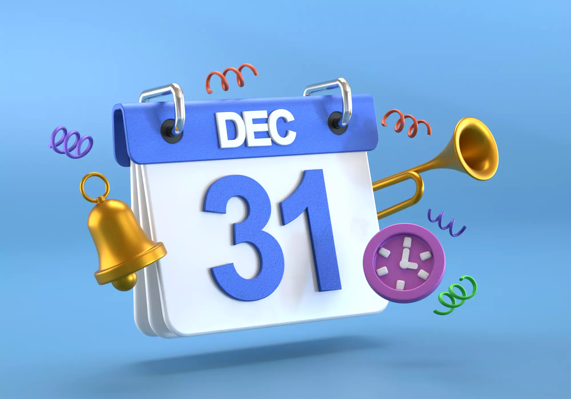 Happy New Year Celebration 3D Icon Low-poly 3D model_0