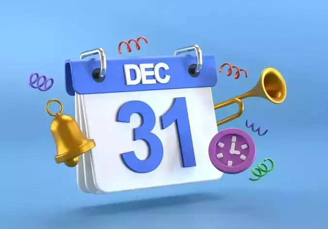 Happy New Year Celebration 3D Icon Low-poly 3D model