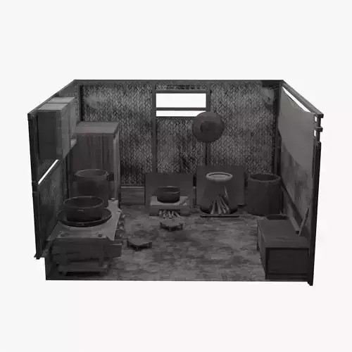 Traditional old kitchen furniture - Realistic Low poly