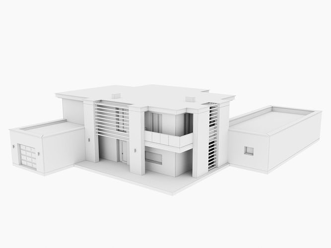 residential house with swimming pool 3D model 6