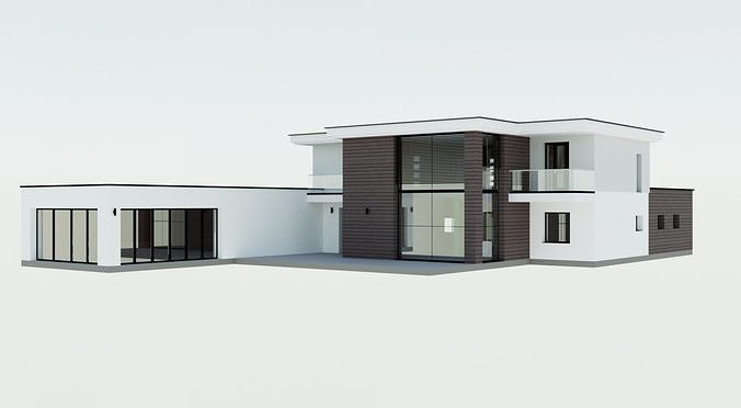 residential house with swimming pool 3D model 7
