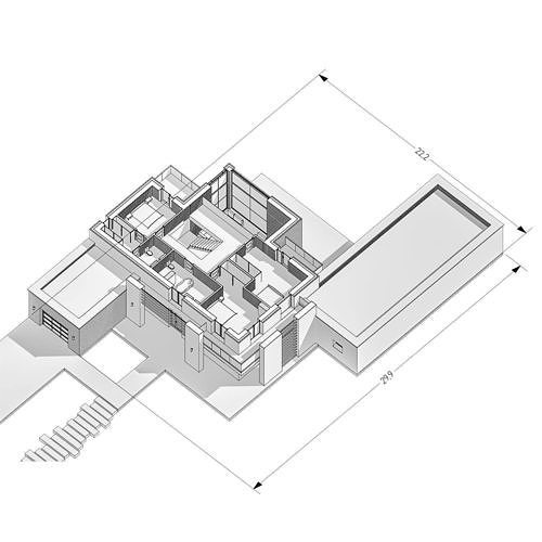 residential house with swimming pool 3D model 3