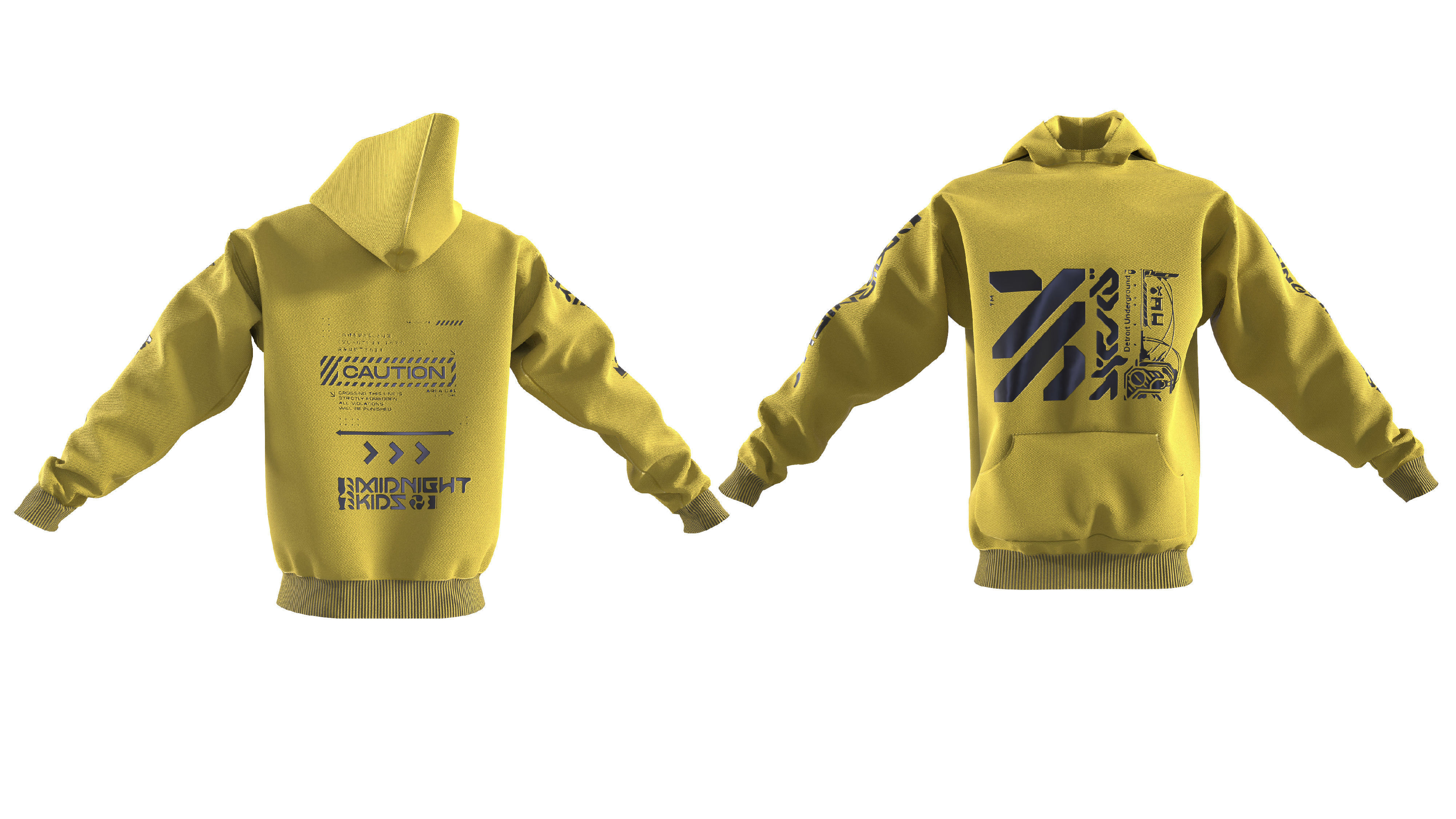 Cyberpunk Scifi futuristic hoodie clothes 3D model_4