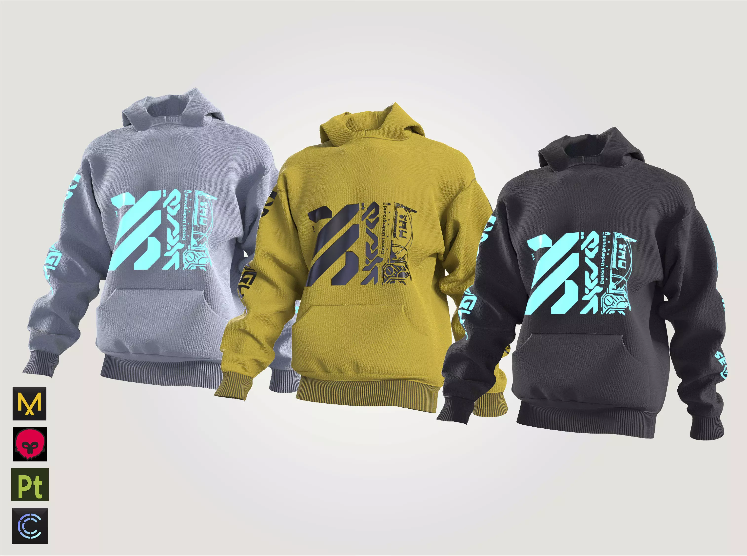 Cyberpunk Scifi futuristic hoodie clothes 3D model_0