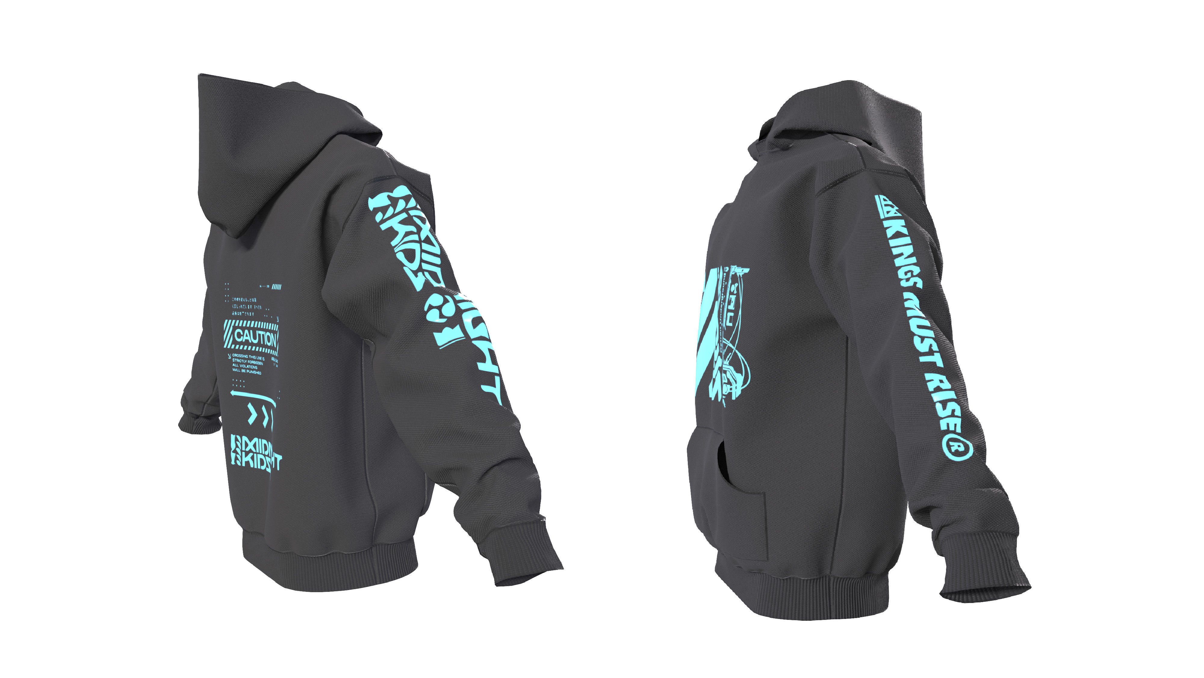 Cyberpunk Scifi futuristic hoodie clothes 3D model_5