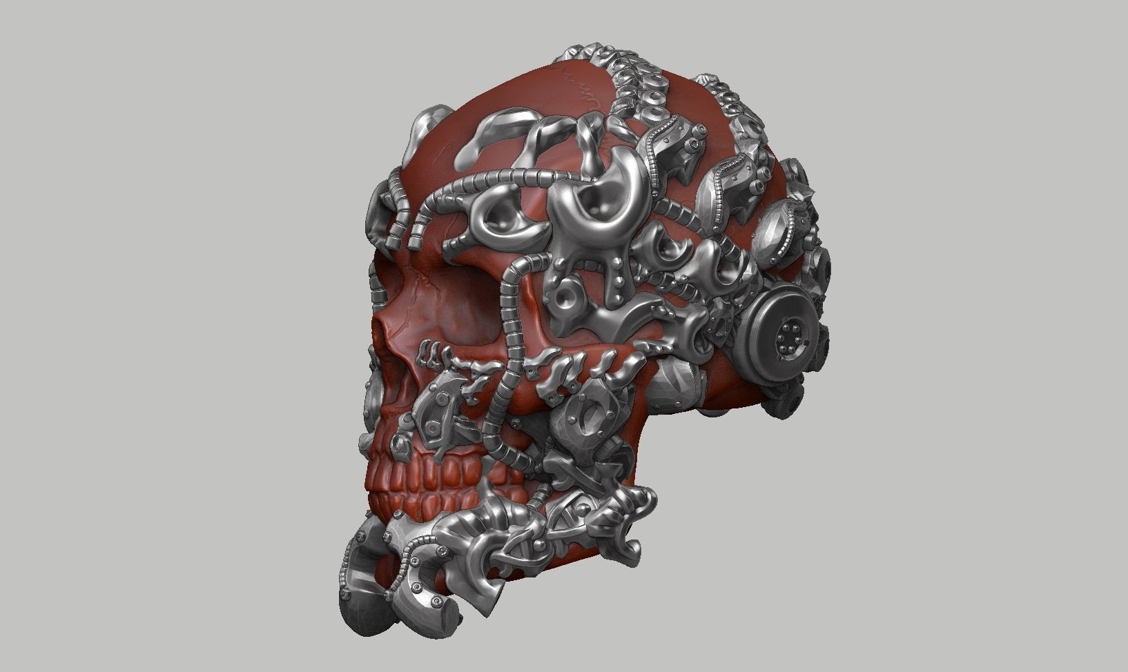 skull robot head a44 3D print model_11